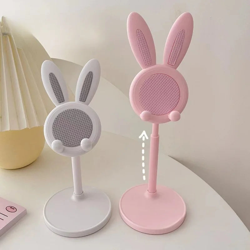 Cute Rabbit Ear Phone Stand for Desk, Adjustable Height Kawaii Cell Phone Holder