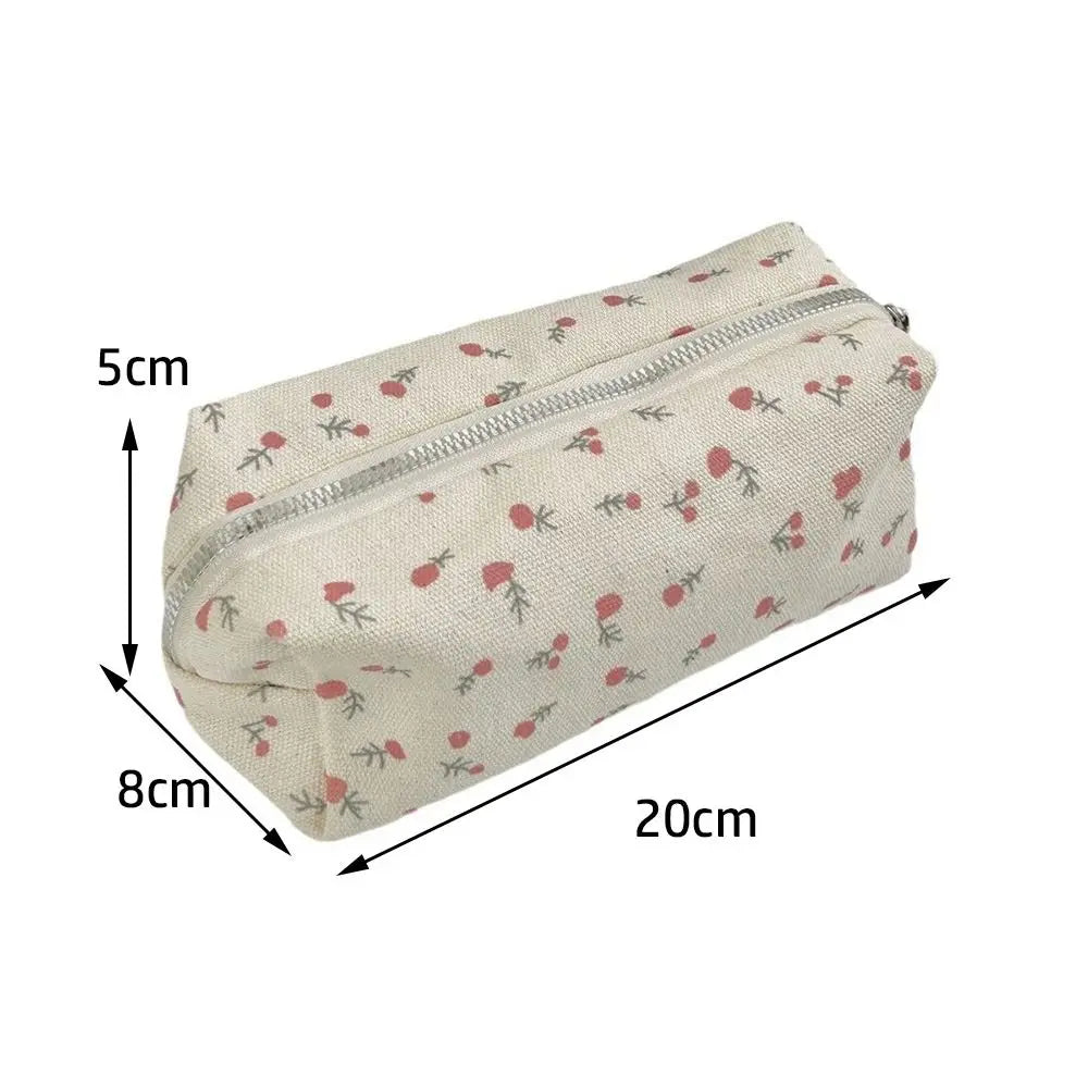 Floral Quilted Pencil Case with Zipper