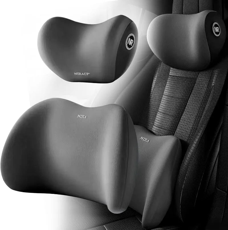 Car Headrest & Lumbar Support Pillow Set