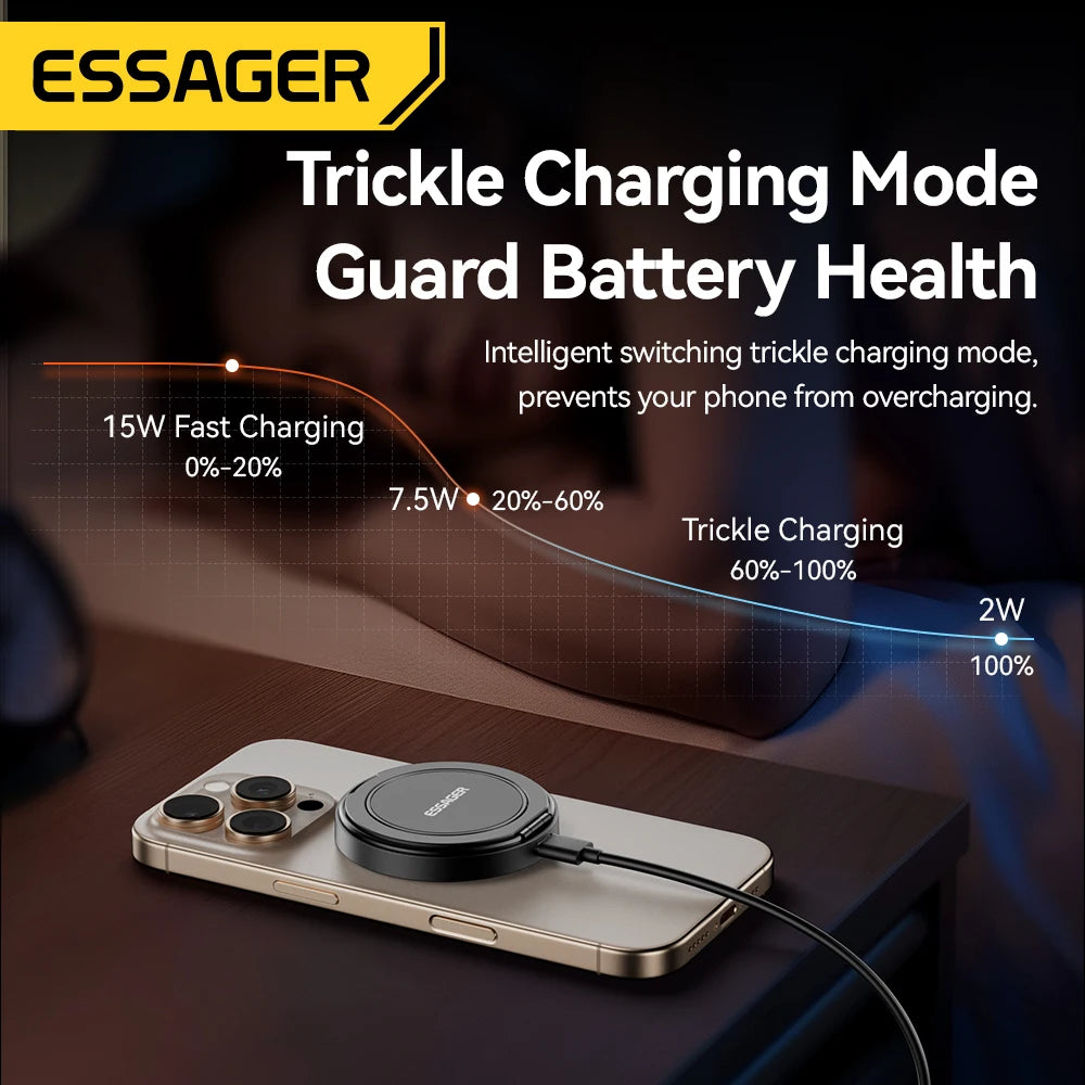 15W Magnetic Wireless Charger with Holder — Fast Charging Pad for iPhone & AirPods