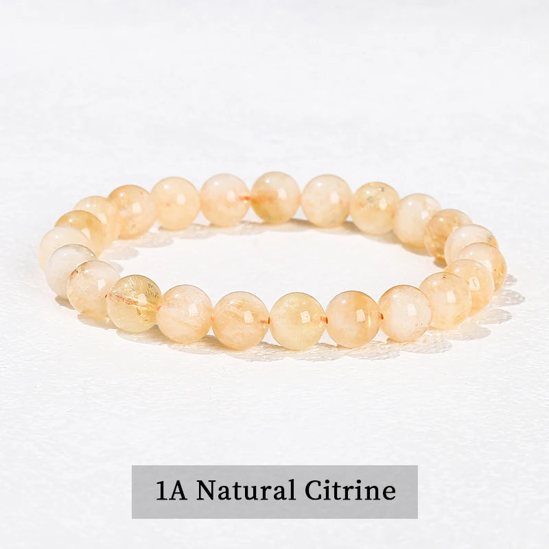 Natural Stone Beads Bracelet — Amethyst, Tiger Eye, Crystal & More