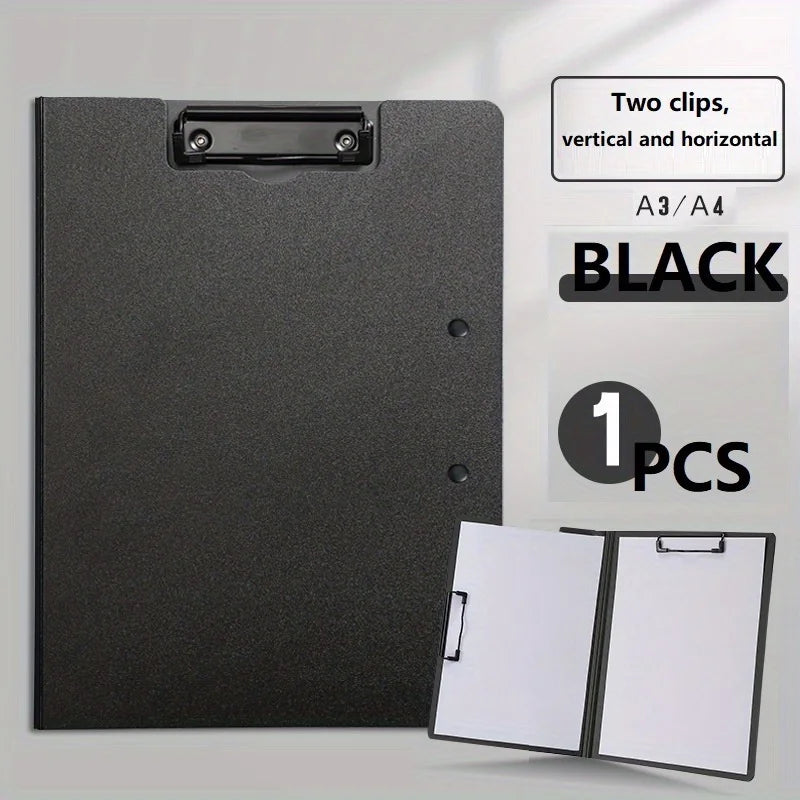A4 Clipboard File Folder with Double Clips, Writing Pad and Document Organizer for School, Office, and Test Papers