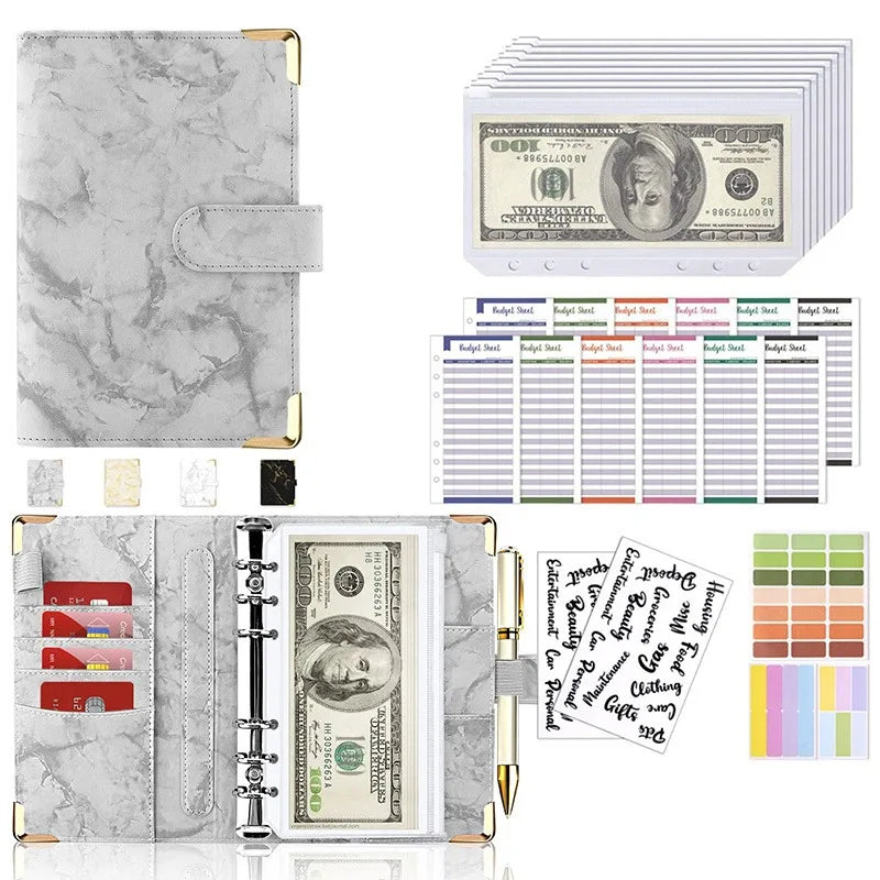 A6 Budget Binder — 6-Ring Cash Envelope Savings Planner with 8 Zipper Envelopes