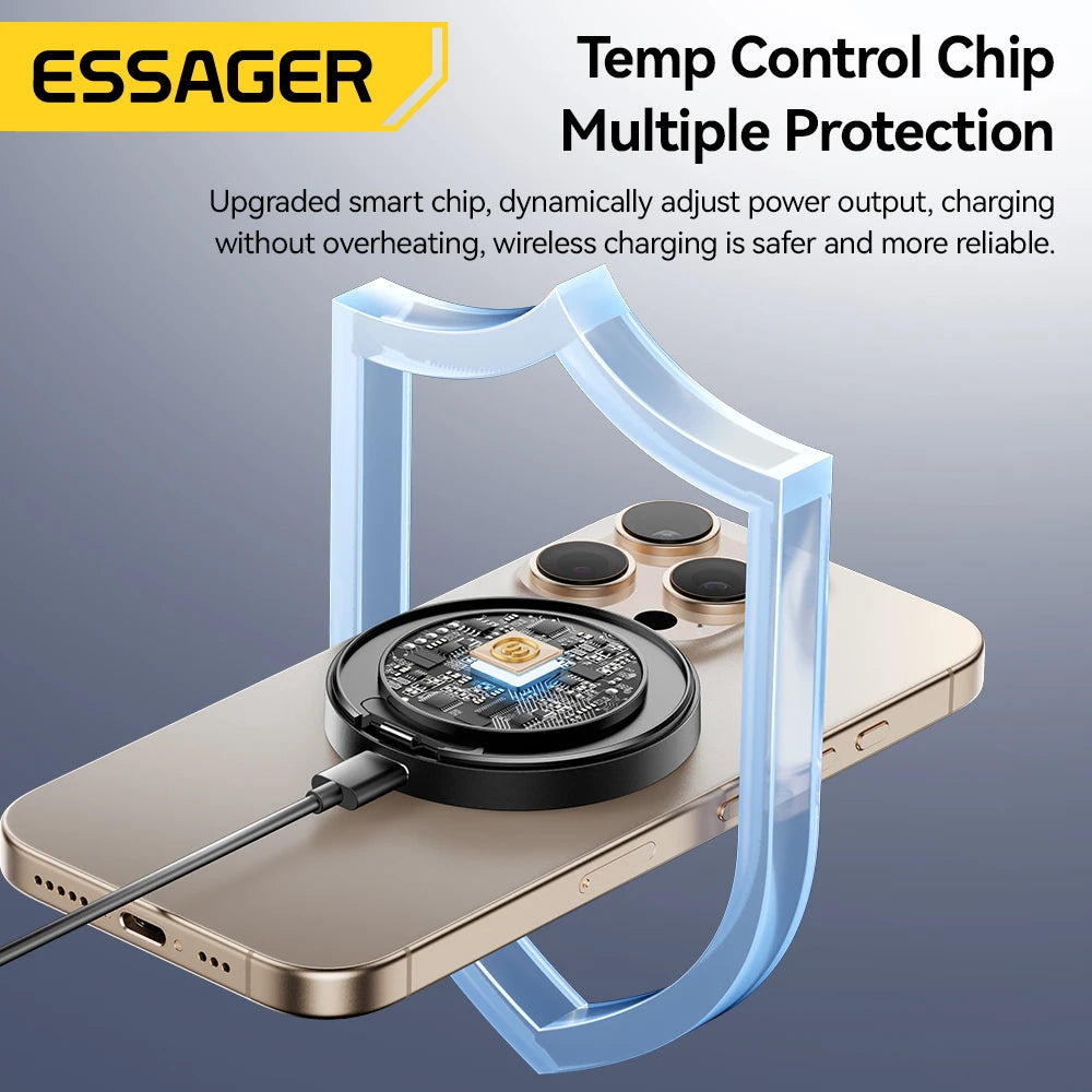 15W Magnetic Wireless Charger with Holder — Fast Charging Pad for iPhone & AirPods