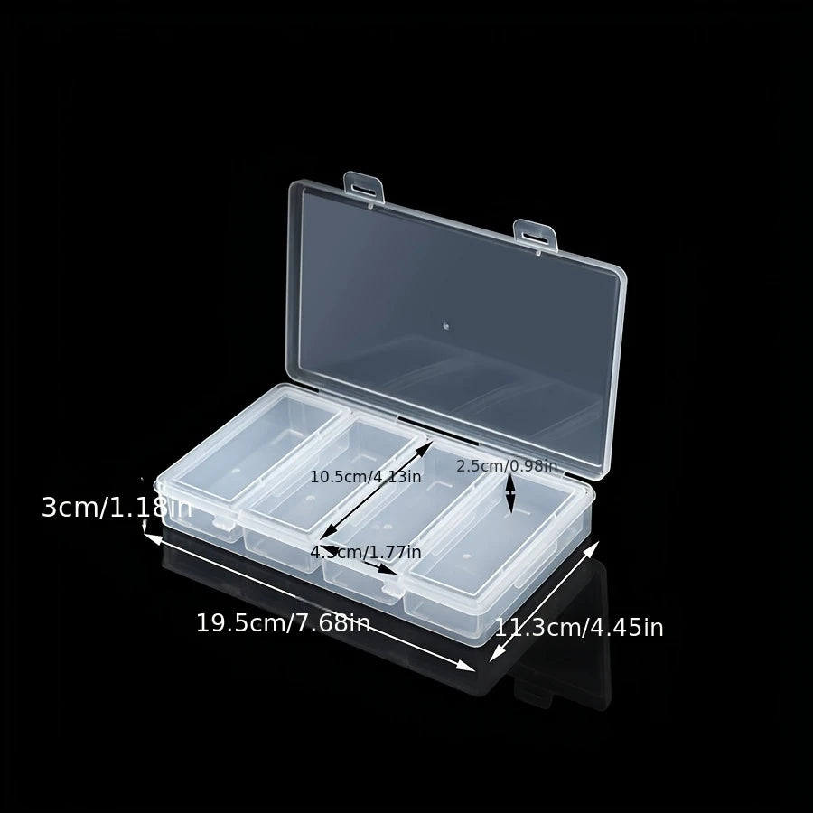 Clear Plastic Storage Organizer Box with 4 Adjustable Dividers for Desk Supplies, Crafts and Small Parts