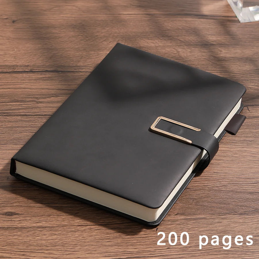 Vintage A5 Leather Notebook with Pen Holder, Soft Cover Business Journal for Meetings, Work Notes and College