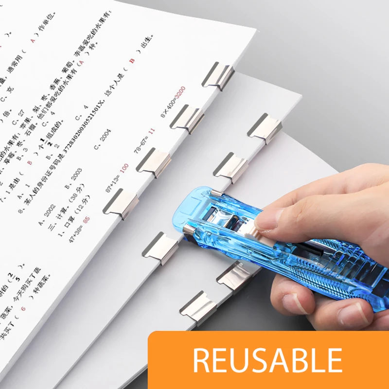 Mini Traceless Reusable Paper Binding Tool, Handheld Push Clamp for Binders, Books and Files, Office and School Binding Supplies