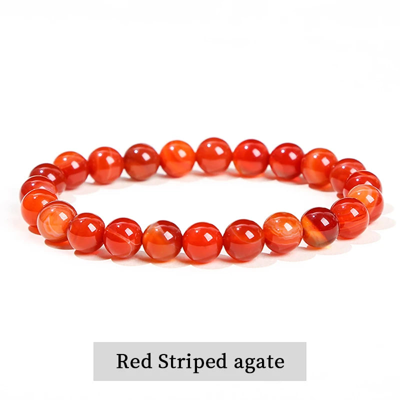 Natural Stone Beads Bracelet — Amethyst, Tiger Eye, Crystal & More