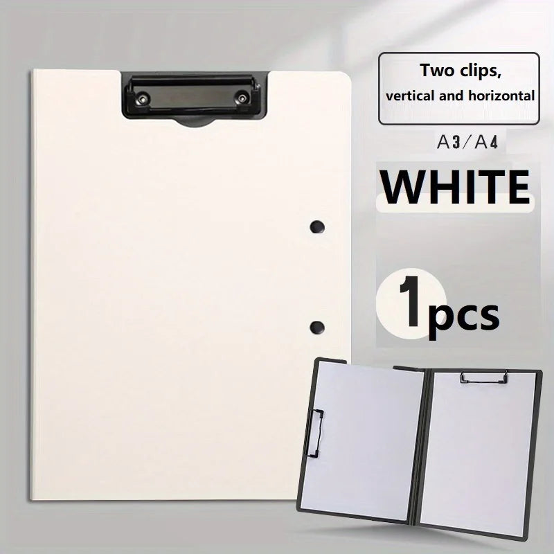 A4 Clipboard File Folder with Double Clips, Writing Pad and Document Organizer for School, Office, and Test Papers