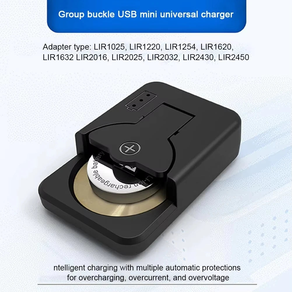 Button Cell Battery Charger for Watches, Calculators & Small Electronics — LR2016/LR2025/LR2032