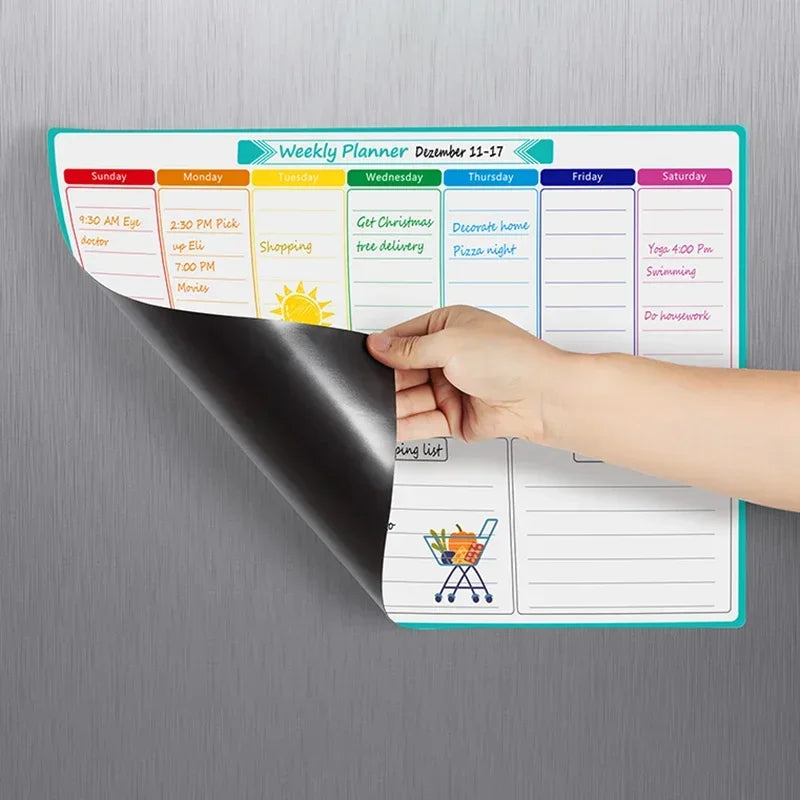 A3 Magnetic Weekly and Monthly Planner, Dry Erase Whiteboard Fridge Calendar with 8 Markers and Eraser