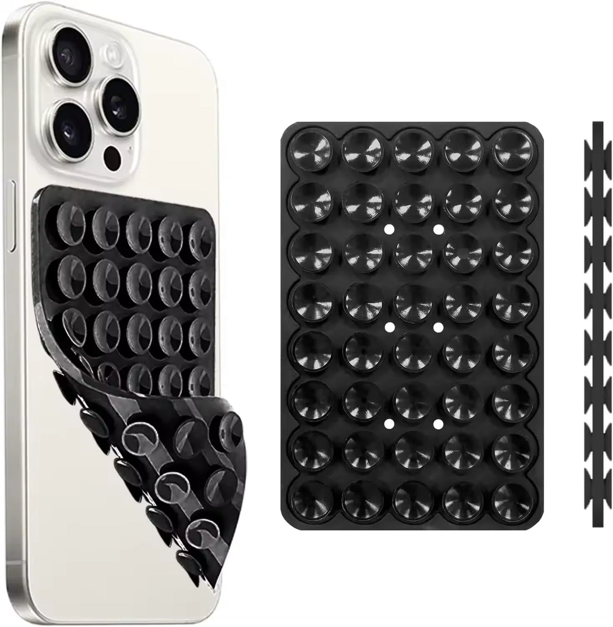 Silicone Suction Cup Phone Case Mount, Double Sided Hands-Free Strong Grip Holder for Selfies and Videos
