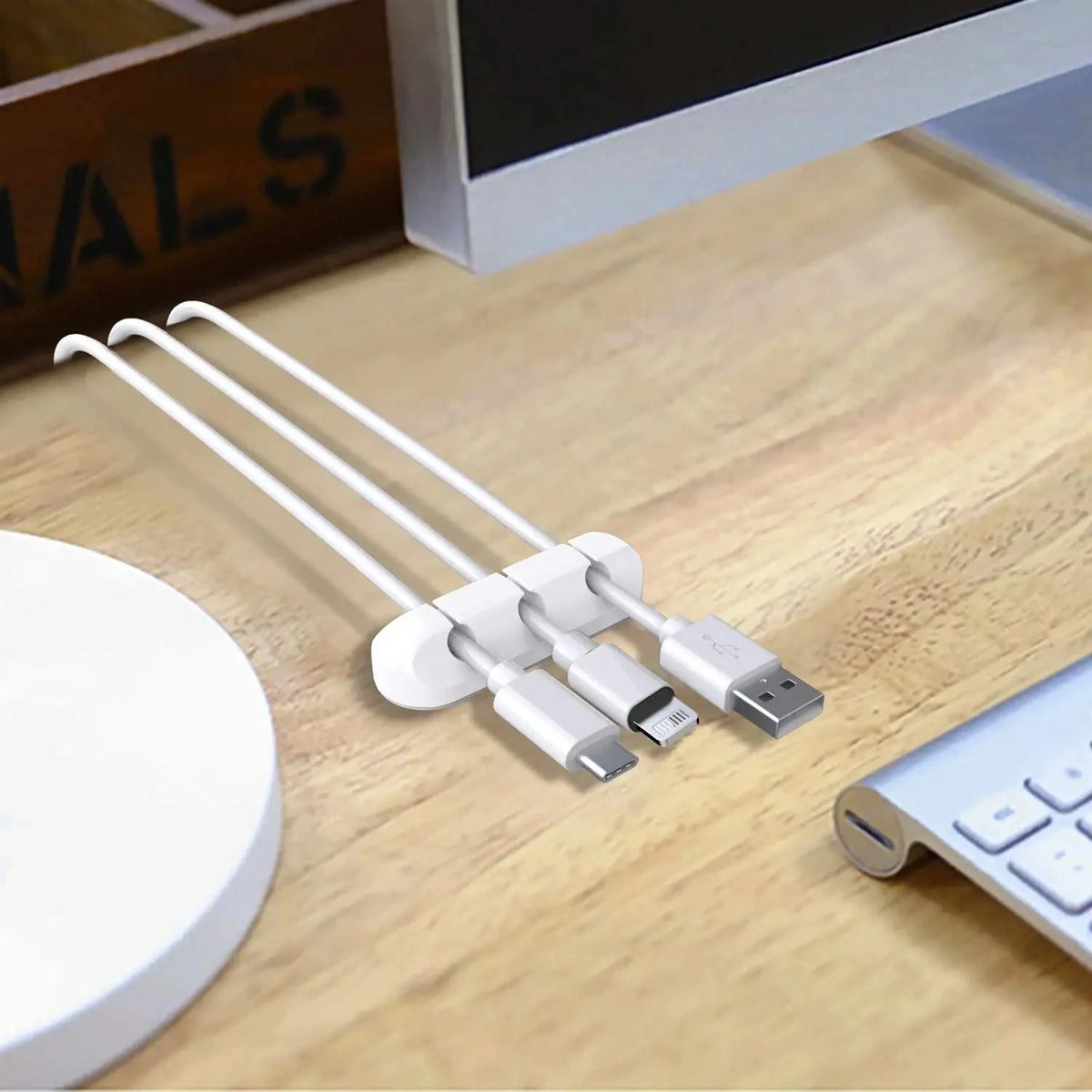 Silicone Cable Organizer Clips, Desktop USB Cord Holder and Wire Management for Charger, Mouse and Headphone Cables, 3, 5 or 7 Slots