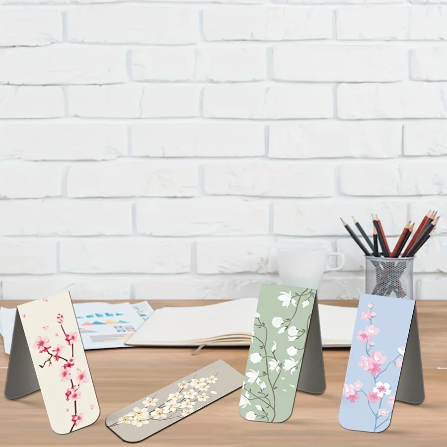 12 Piece Floral Magnetic Bookmarks Set, Cute Page Markers and Book Clips for Readers, Planners and Journals
