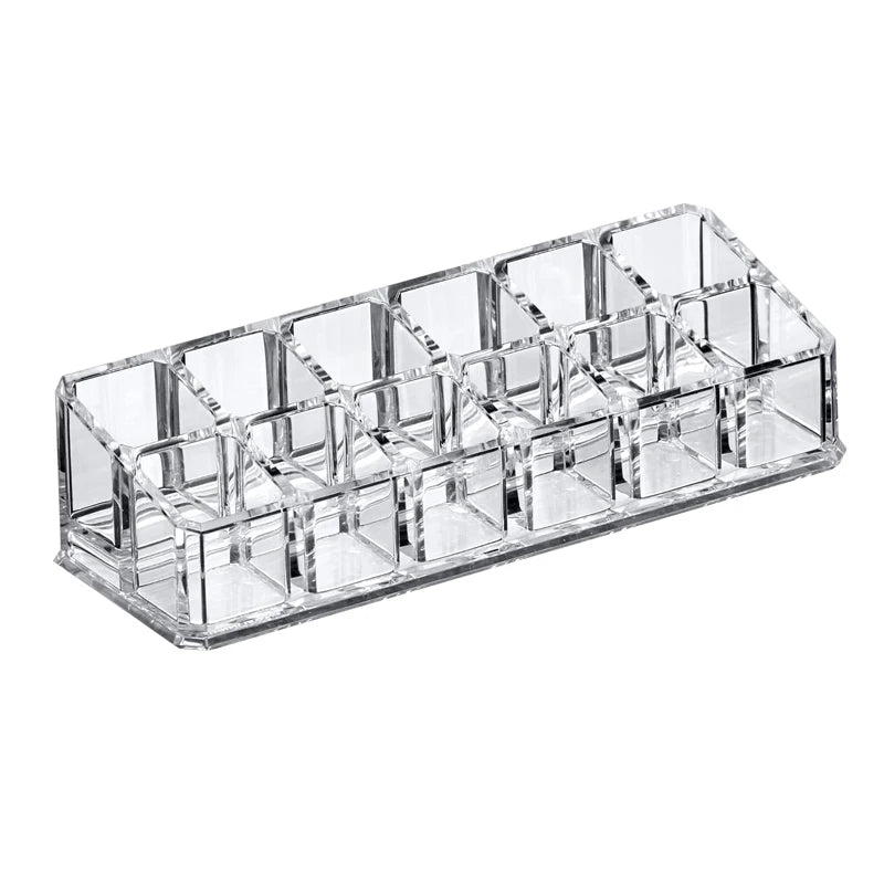 Clear Acrylic Pen Holder and Grid Desk Organizer for Pens, Pencils, and Markers