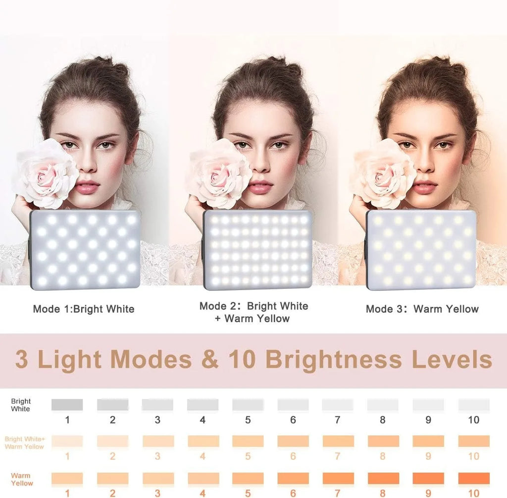 LED Portable Clip-on Selfie Light for Phone, Laptop and Camera, Video Conference Lighting with 3 Light Modes