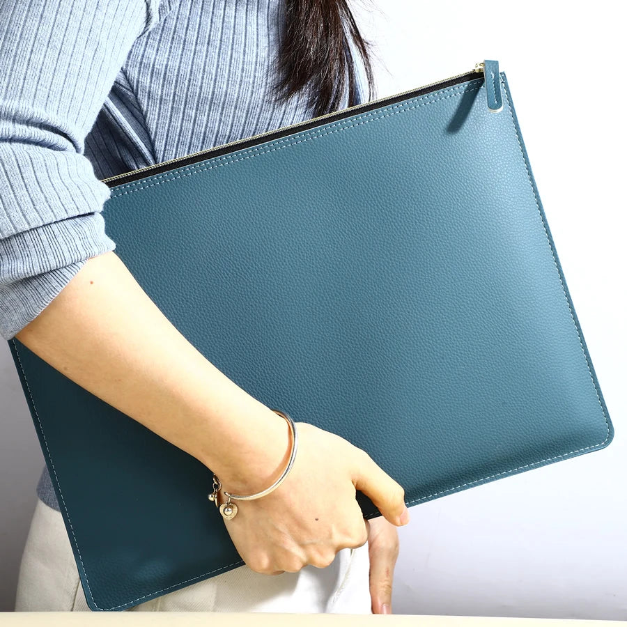 Leather A4 Zipper Document Folder Portfolio for Business Files, Contracts and Invoices