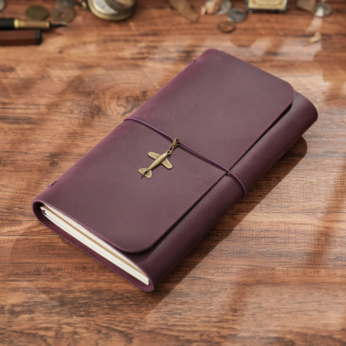 Trifold Leather Journal, Handmade Refillable Travel Journal Notebook
