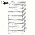 12 Pack Clear Plastic Storage Boxes with Lids for Desk Supplies, Crafts and Small Items