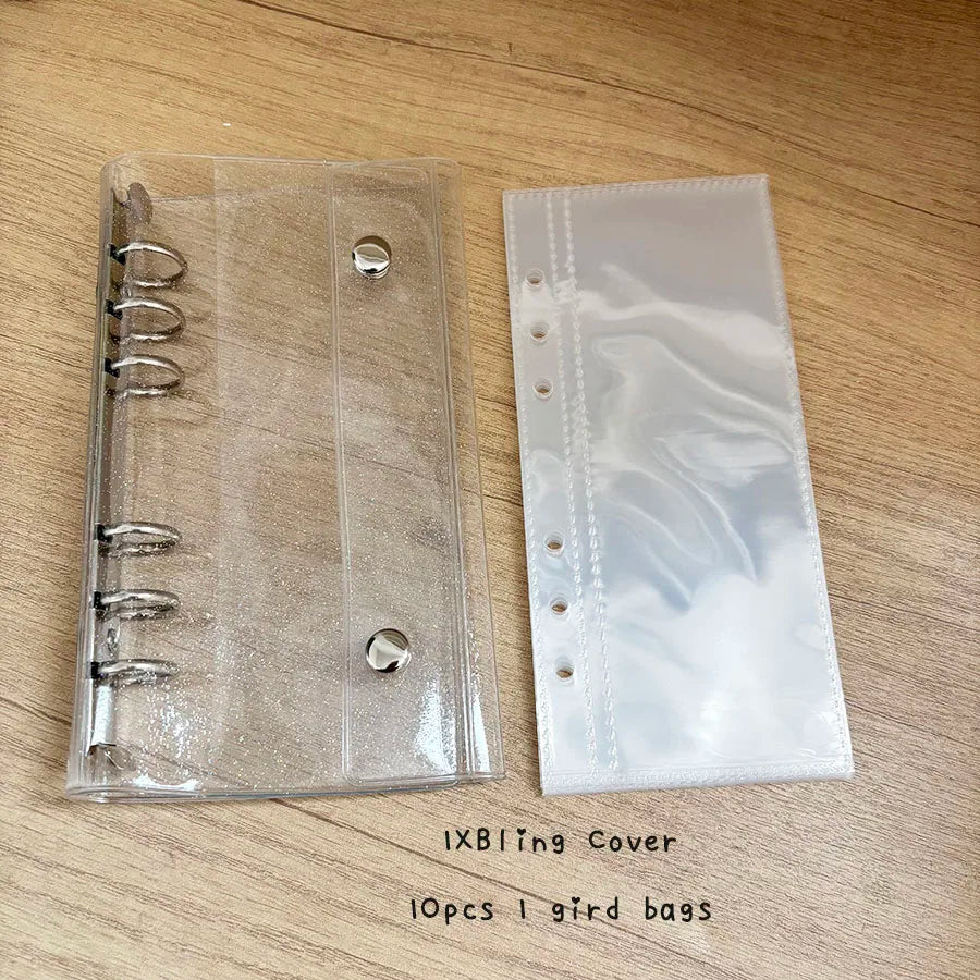 A6 Loose Leaf Binder Cover with Refill Sheets and Zip Storage Pockets