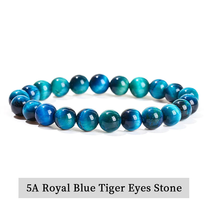 Natural Stone Beads Bracelet — Amethyst, Tiger Eye, Crystal & More