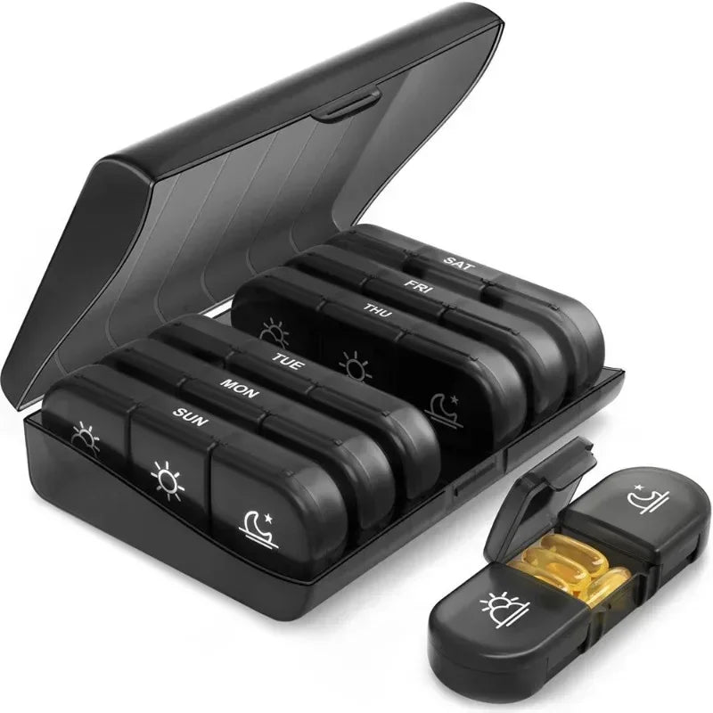 7 Day Pill Organizer 3 Times a Day with 21 Large Compartments for Vitamins, Medicine and Fish Oil, Portable Travel Case