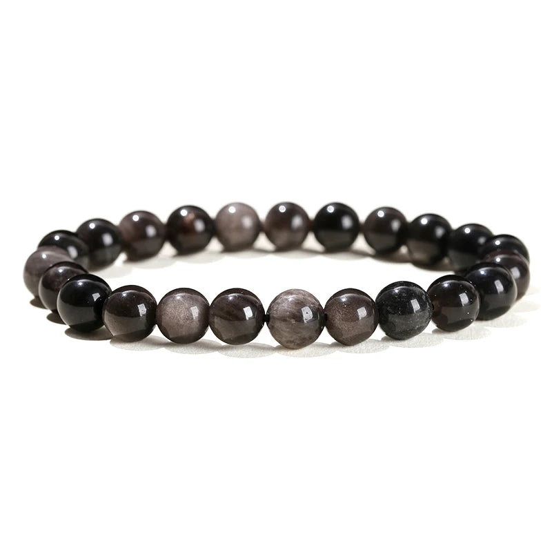 Natural Stone Beads Bracelet — Amethyst, Tiger Eye, Crystal & More