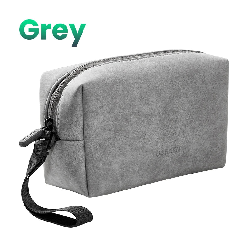 UGREEN Organizer Bag, Leather Tech Storage Case for Headphones, Cables, Chargers and Phone Accessories