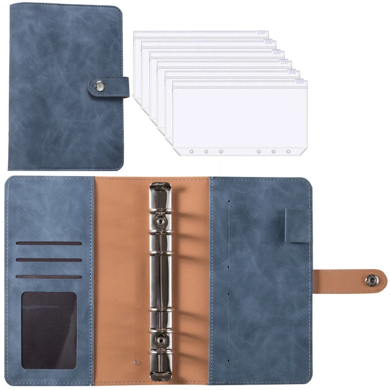 A6 PU Leather Budget Binder Notebook Cash Envelopes System Set Bill Organizer