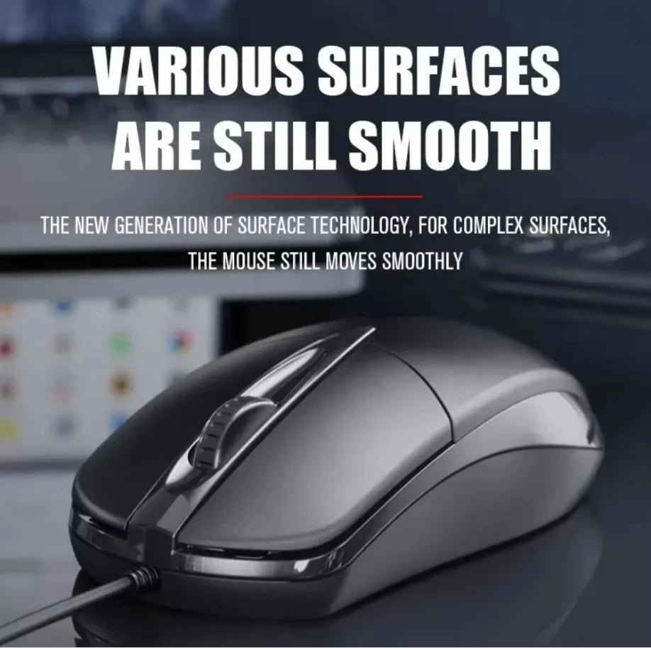 USB Optical Wired Mouse with Anti-Slip Roller for PC, Laptop & Desktop