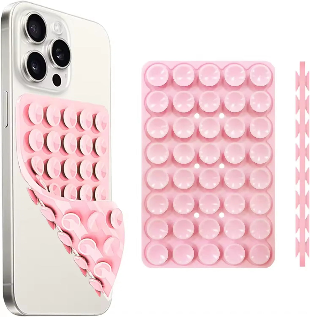 Silicone Suction Cup Phone Case Mount, Double Sided Hands-Free Strong Grip Holder for Selfies and Videos