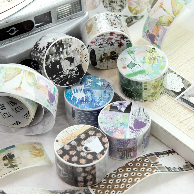 Vintage Washi Tape Roll for Journaling, 2.5cm x 2m Collage Masking Tape Sticker for Planners, Scrapbooking and DIY Crafts