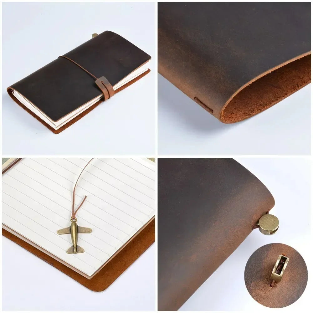 Genuine Leather Traveler’s Notebook with Refillable Inserts
