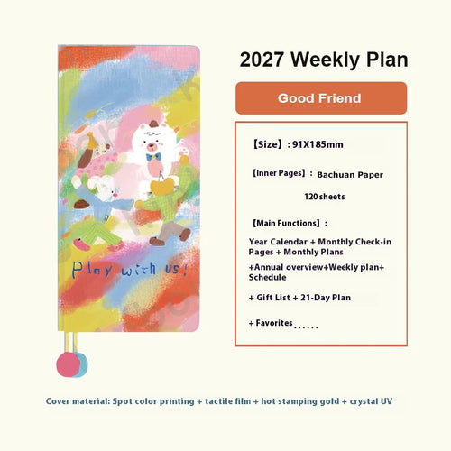 2027 Pocket Weekly Planner, Notebook and Cover Set Options