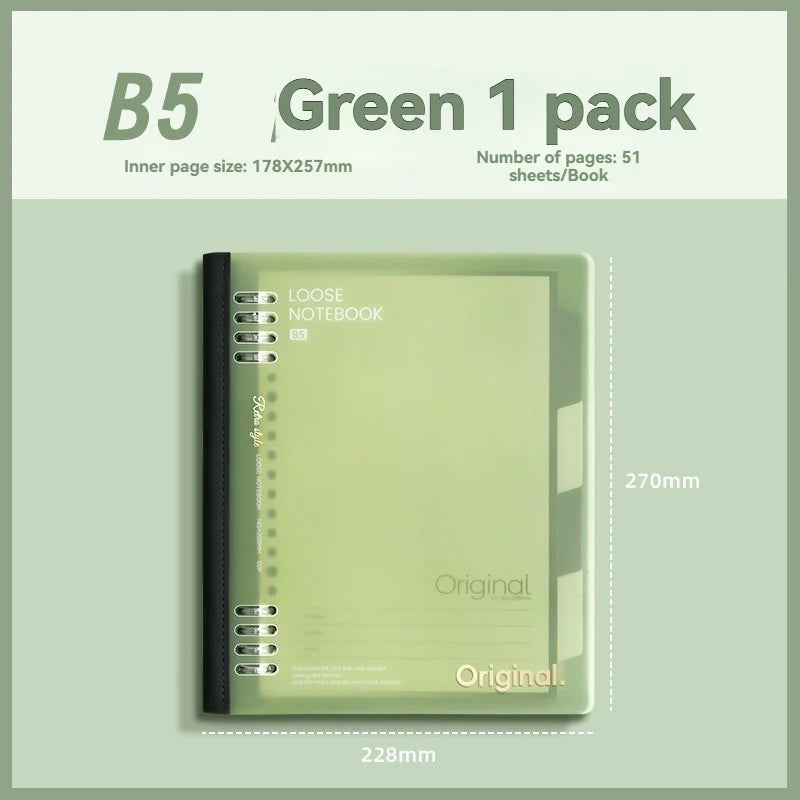A5/B5 Loose-Leaf Notebook — 46 Sheets, Soft Spine & Detachable Pages