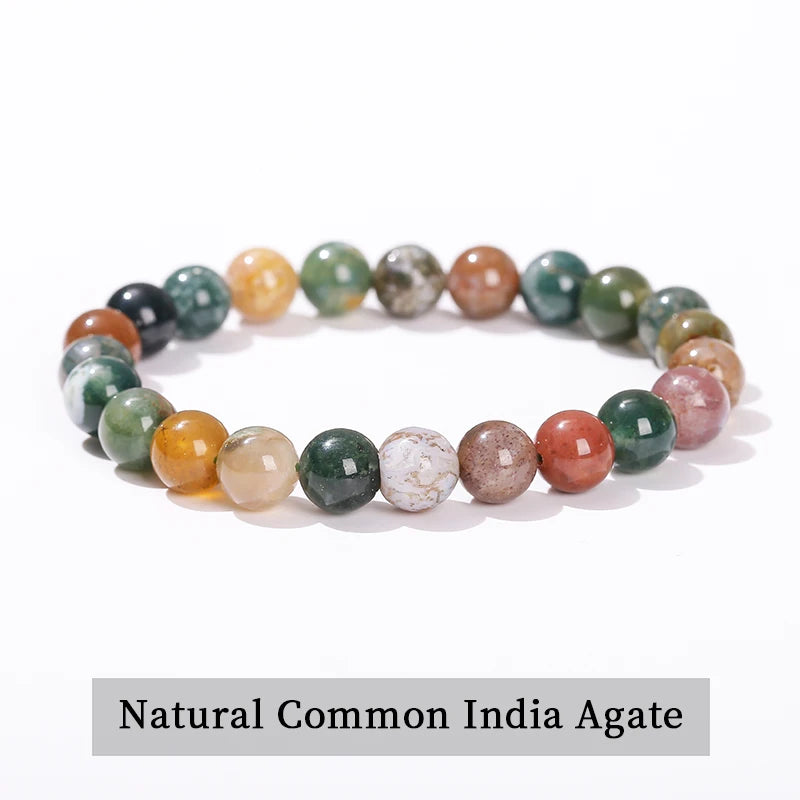 Natural Stone Beads Bracelet — Amethyst, Tiger Eye, Crystal & More