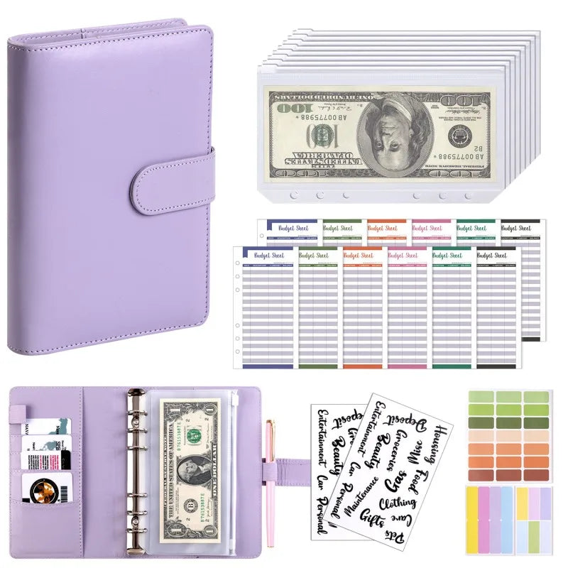 A6 Cash Envelope Budget Binder — 6-Ring Loose-Leaf Money Organizer