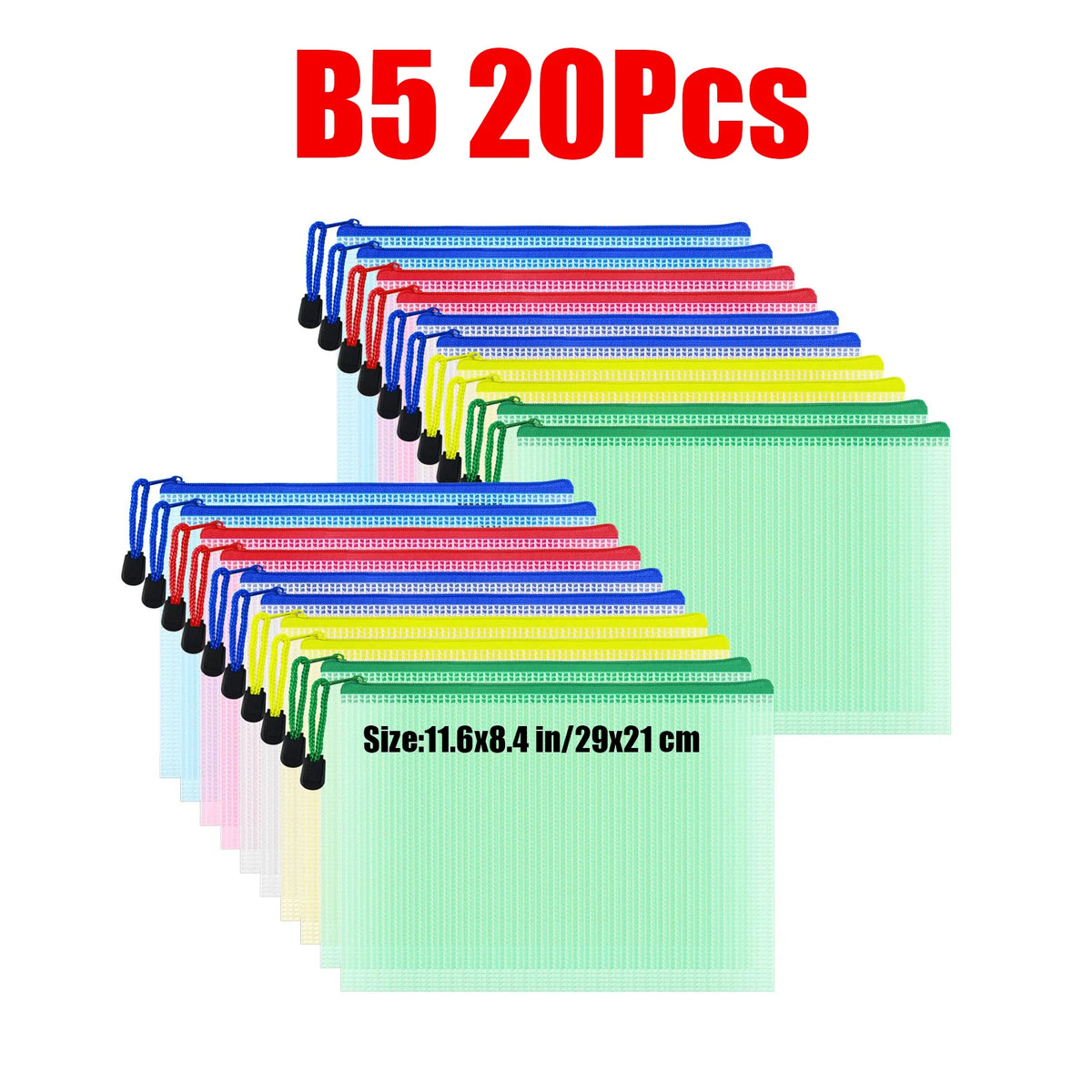 Waterproof Zipper Document Bags Clear Plastic File Folders A3 A4 A5 A6 B4 B5