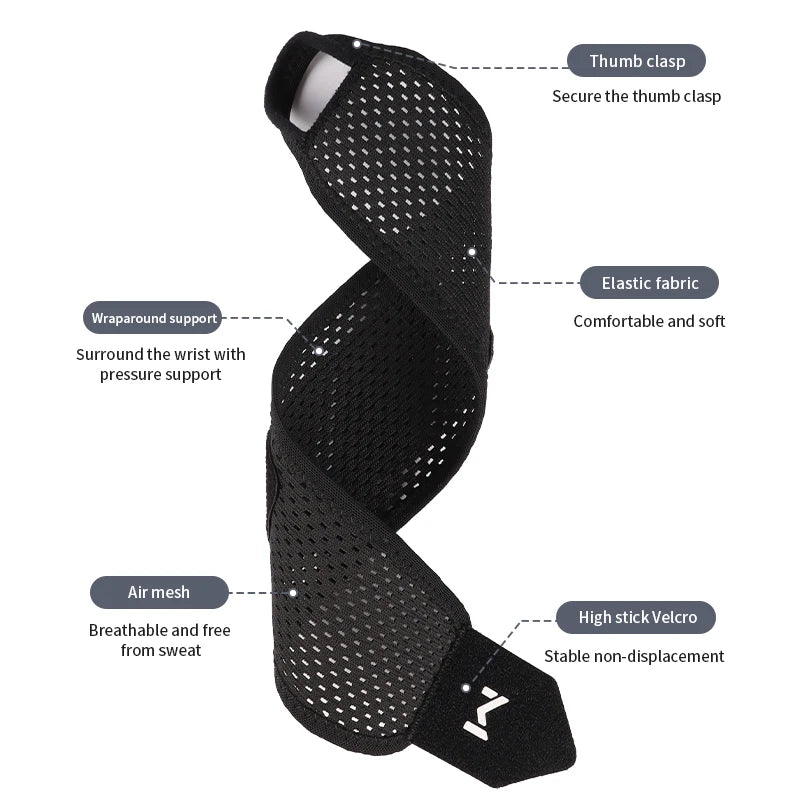 Adjustable Wrist Support Wrap — Compression Brace for Weightlifting, Tennis & Gym
