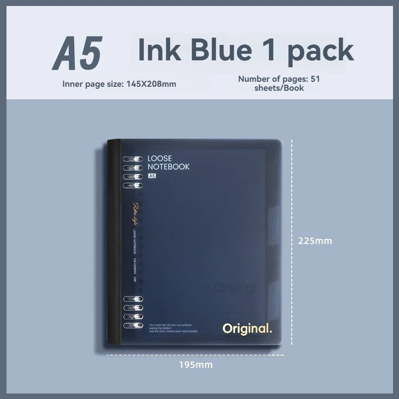 A5/B5 Loose-Leaf Notebook — 46 Sheets, Soft Spine & Detachable Pages