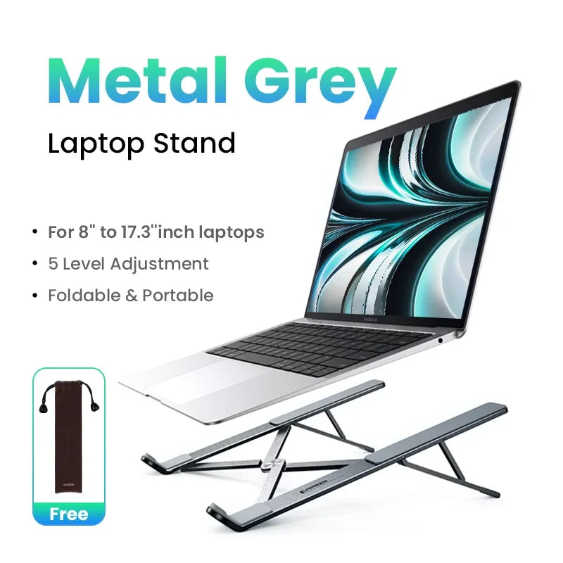 UGREEN Foldable Aluminum Laptop Stand — Vertical Holder for MacBook, Tablet & Phone