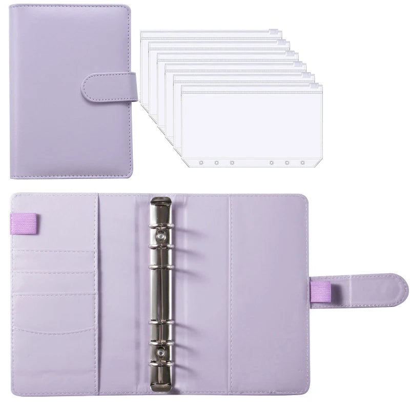 A6 PU Leather Budget Binder Notebook Cash Envelopes System Set Bill Organizer