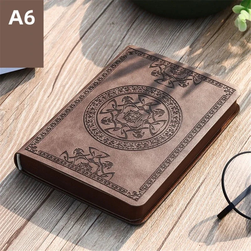 Vintage Embossed Leather Journal Notebook, Retro Travel Diary and Writing Journal for Gifts, Notes and Sketching