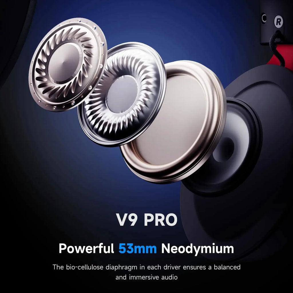 V9 Pro Wireless Gaming Headset 7.1 Surround Sound Headphones Noise Canceling Mic Low Latency Lightweight for PS5 PC SWITCH