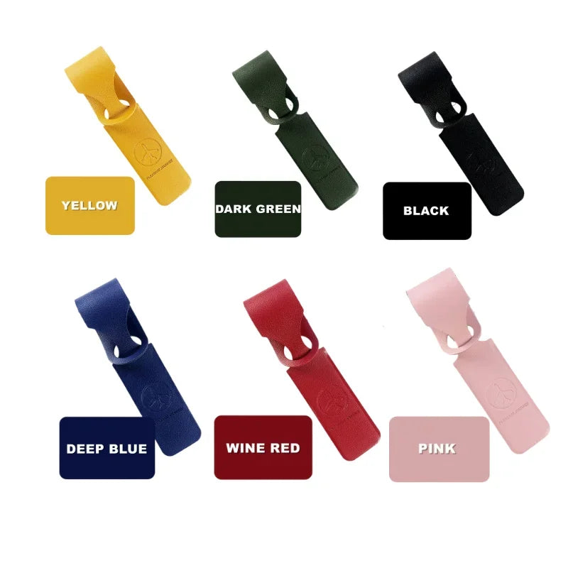 PU Leather Luggage Tag with ID Card Holder for Suitcases, Travel Bags and Backpacks