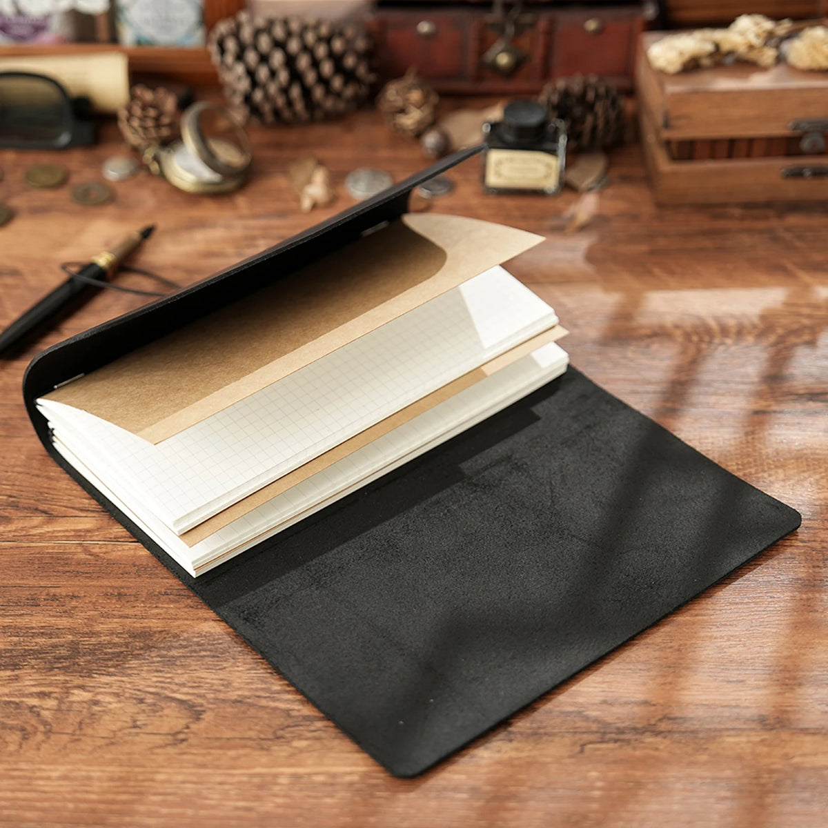 Trifold Leather Journal, Handmade Refillable Travel Journal Notebook