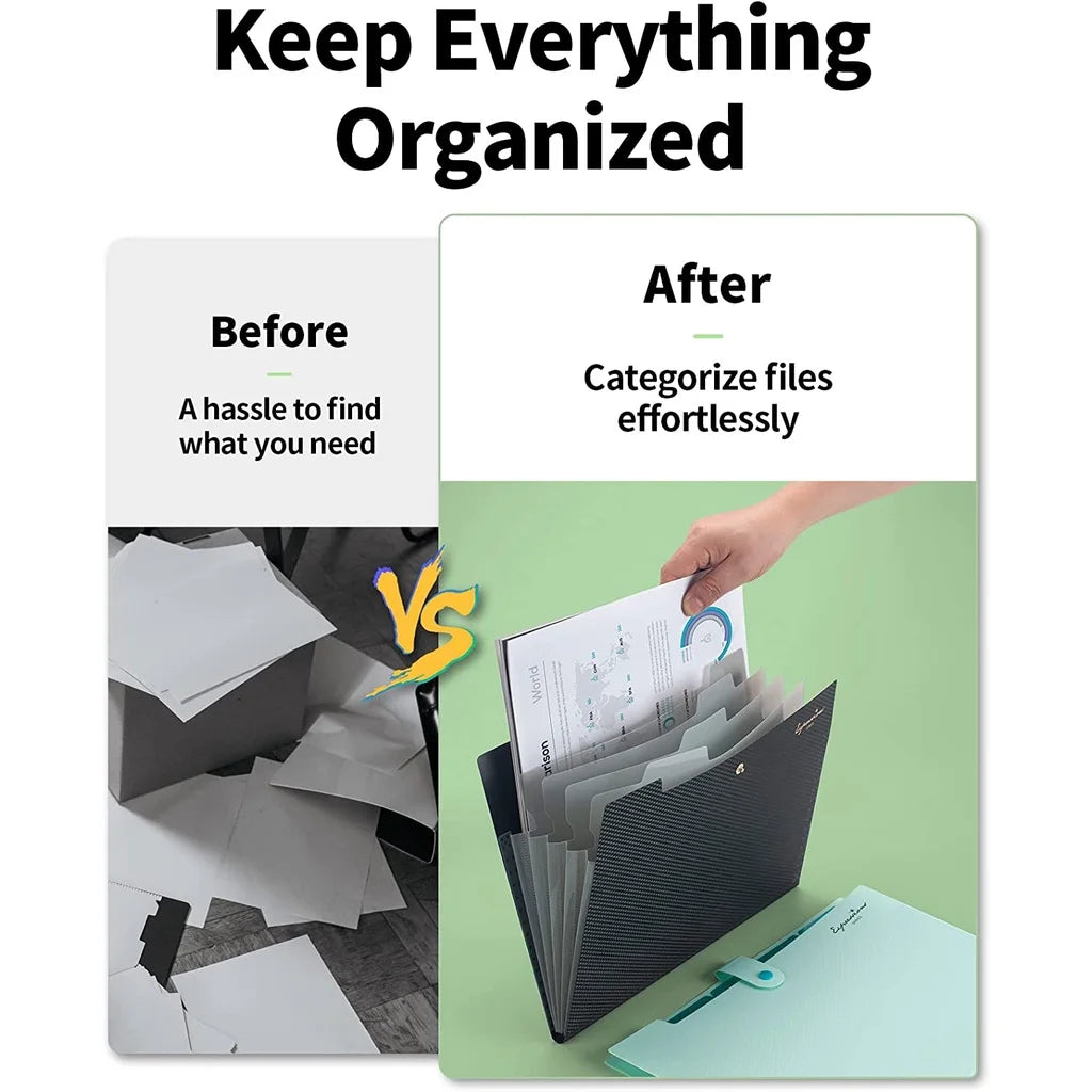 A4 5-Pocket Expanding File Folder — Portable Document Organizer