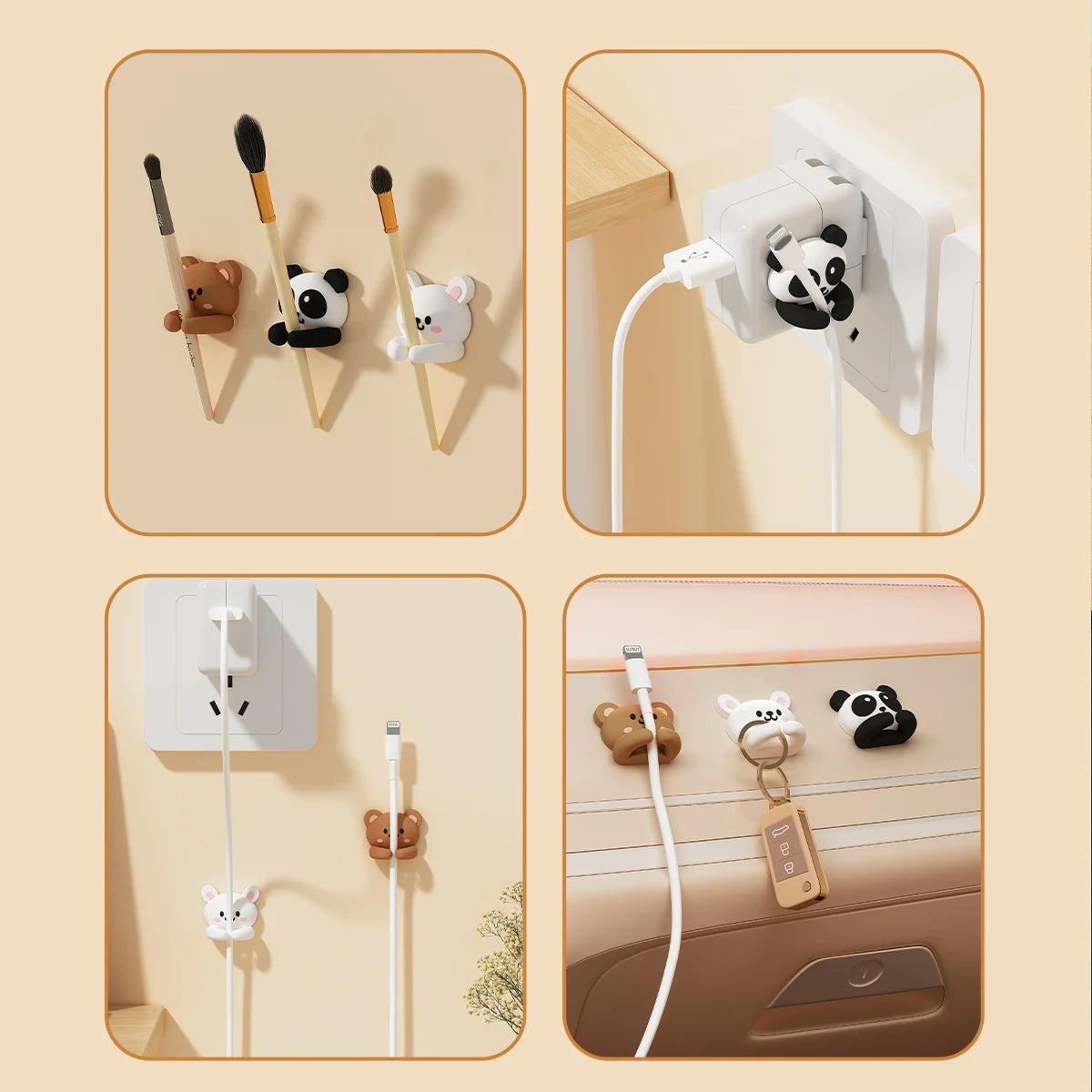 Cute Desktop Cable Organizer Holder Self-Adhesive Cable Management Clips