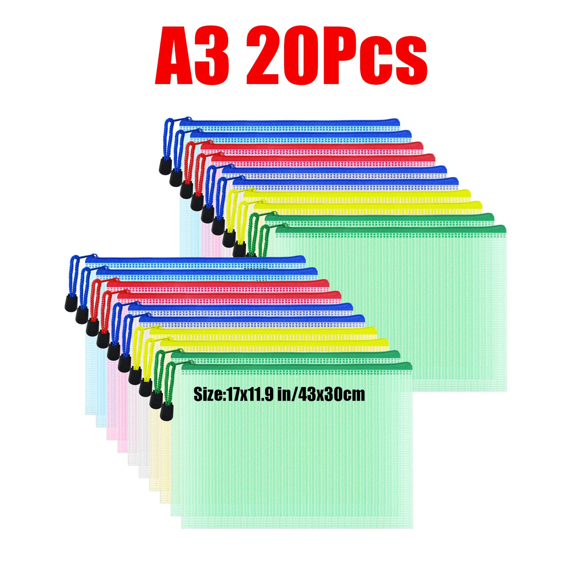 Waterproof Zipper Document Bags Clear Plastic File Folders A3 A4 A5 A6 B4 B5