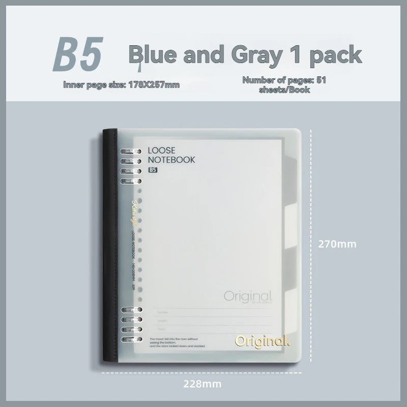A5/B5 Loose-Leaf Notebook — 46 Sheets, Soft Spine & Detachable Pages